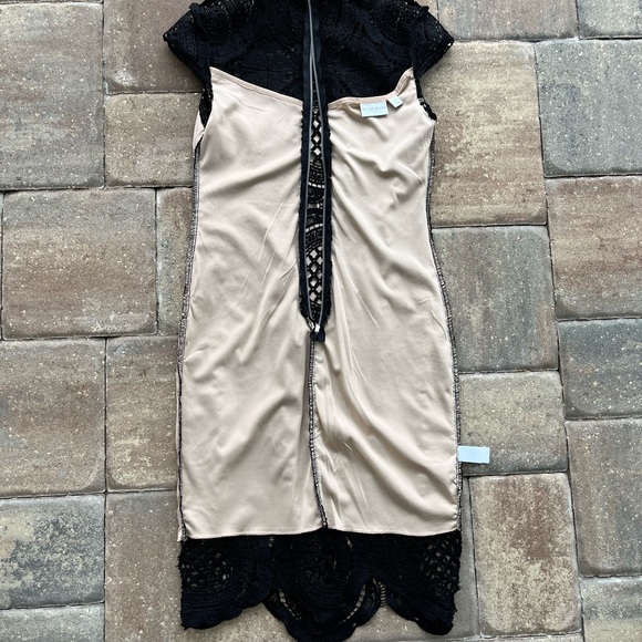 Bisou Bisou Black Lace Dress w/ Nude Lining- Witchy Goth Celestial Punk Dark - Picture 8 of 13